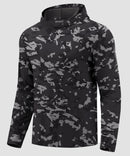 men's lightweight athletic no strings hoodie in gray black camo - fabric detail