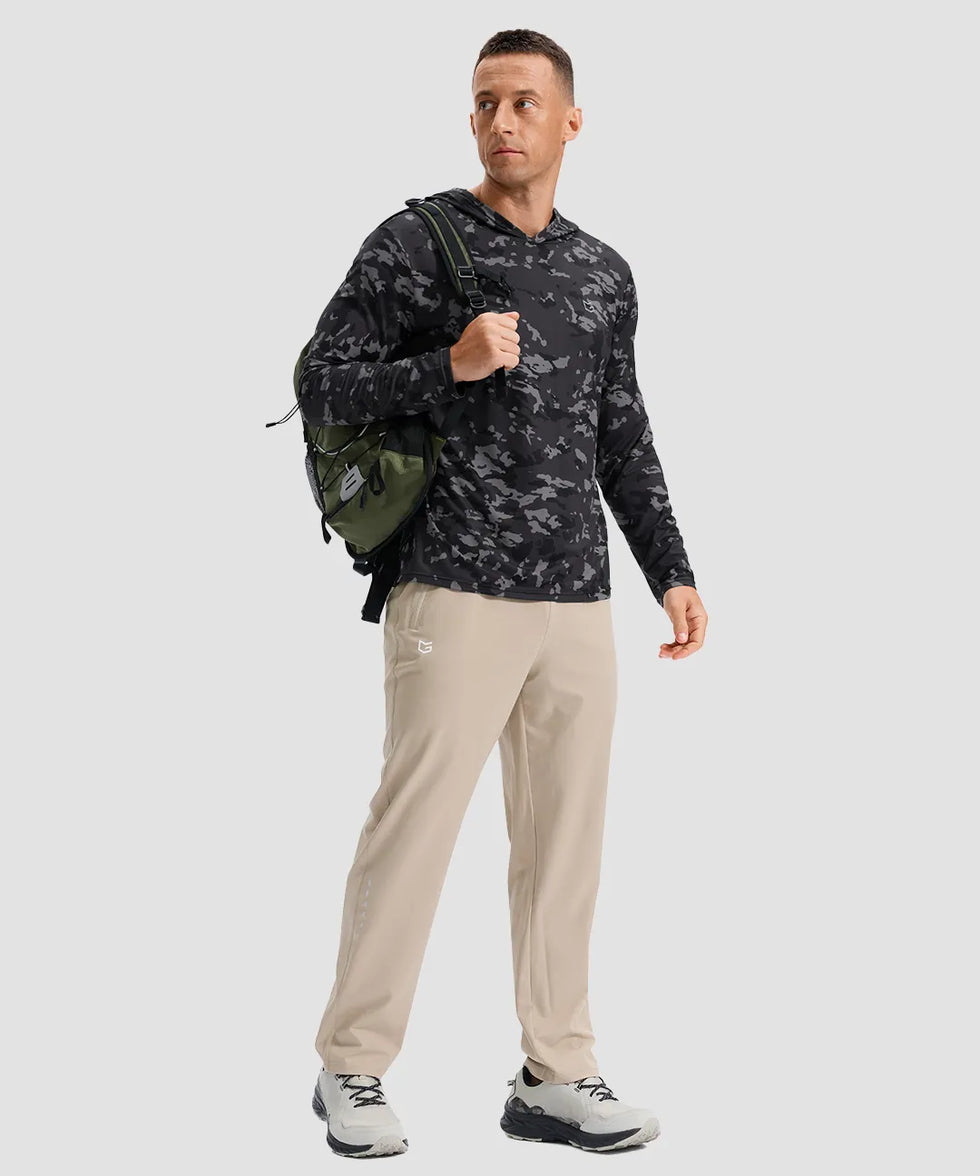 men's lightweight athletic no strings hoodie in gray black camo - matching outfits view