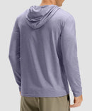 men's lightweight athletic no strings hoodie in heather purple gray - back view