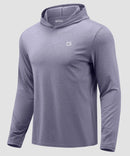 men's lightweight athletic no strings hoodie in heather purple gray - fabric detail