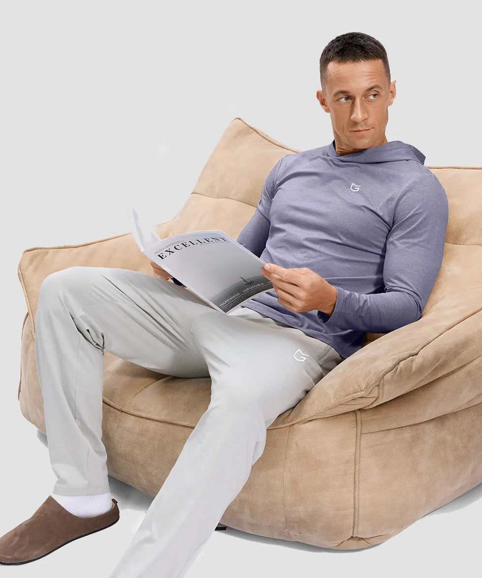 men's lightweight athletic no strings hoodie in heather purple gray - matching outfits view