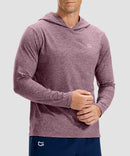 men's lightweight athletic no strings hoodie in heather wine - front view