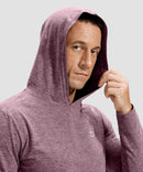 men's lightweight athletic no strings hoodie in heather wine - hood detail