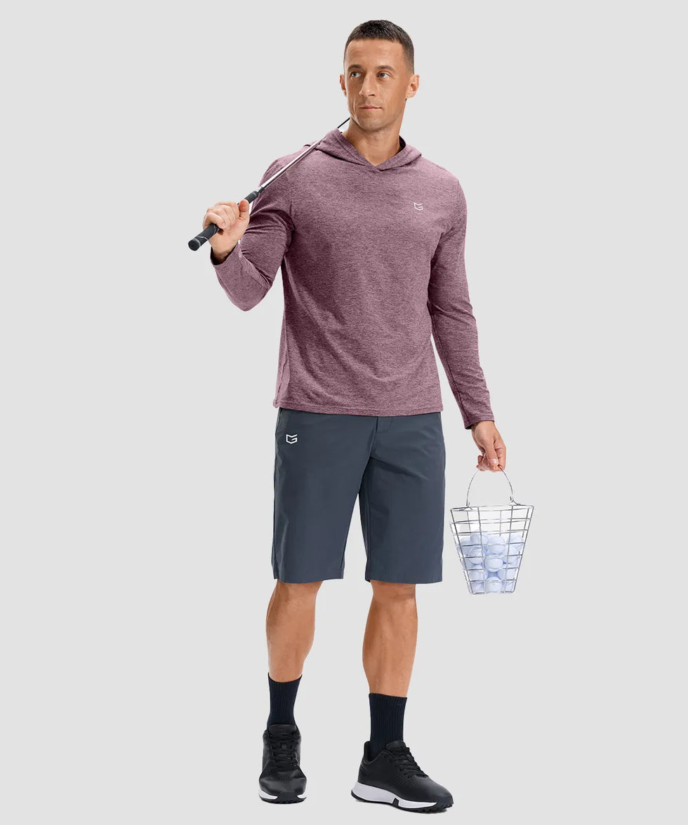 men's lightweight athletic no strings hoodie in heather wine - matching outfits view