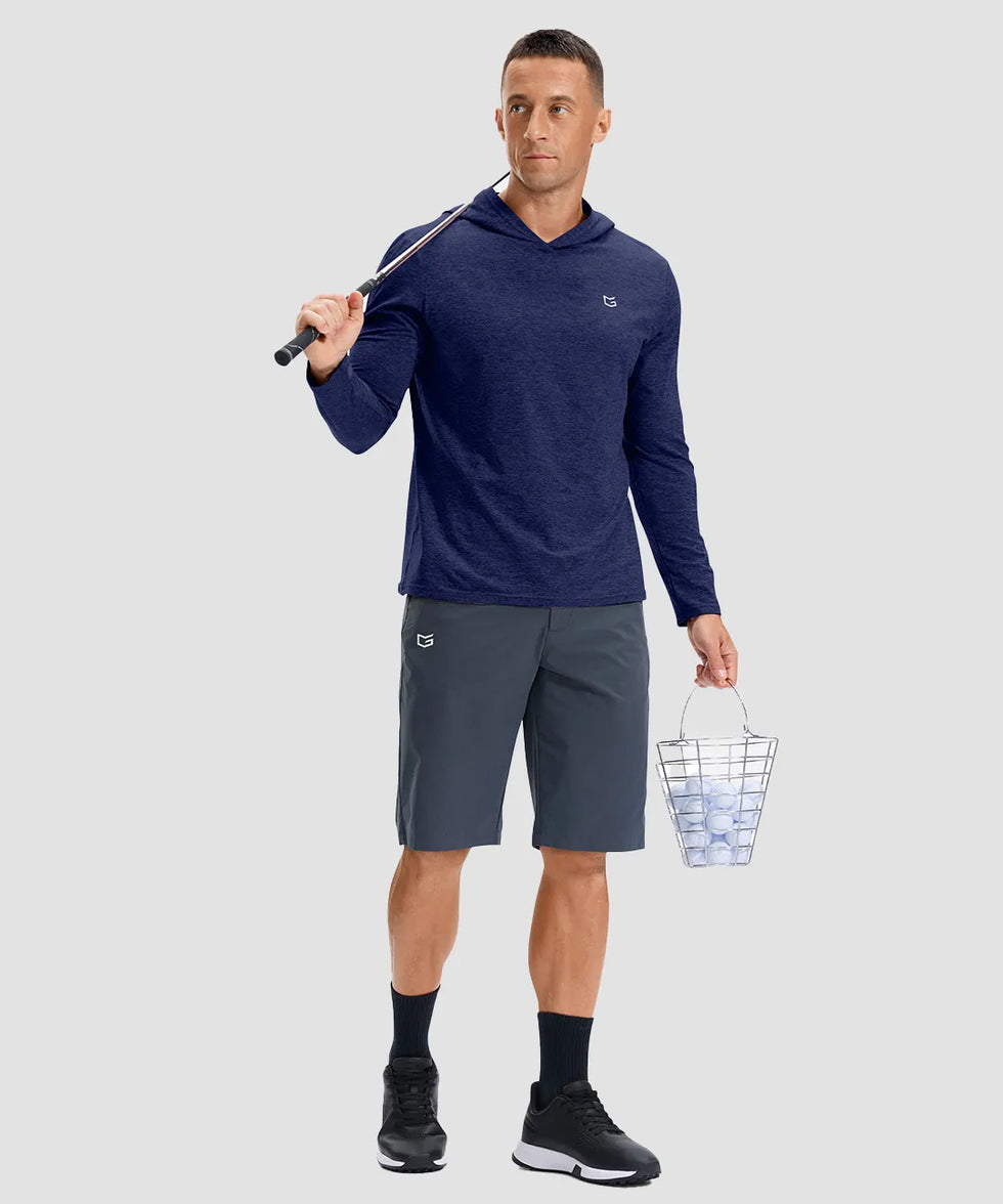 men's lightweight athletic no strings hoodie in heathered academy blue - matching outfits view