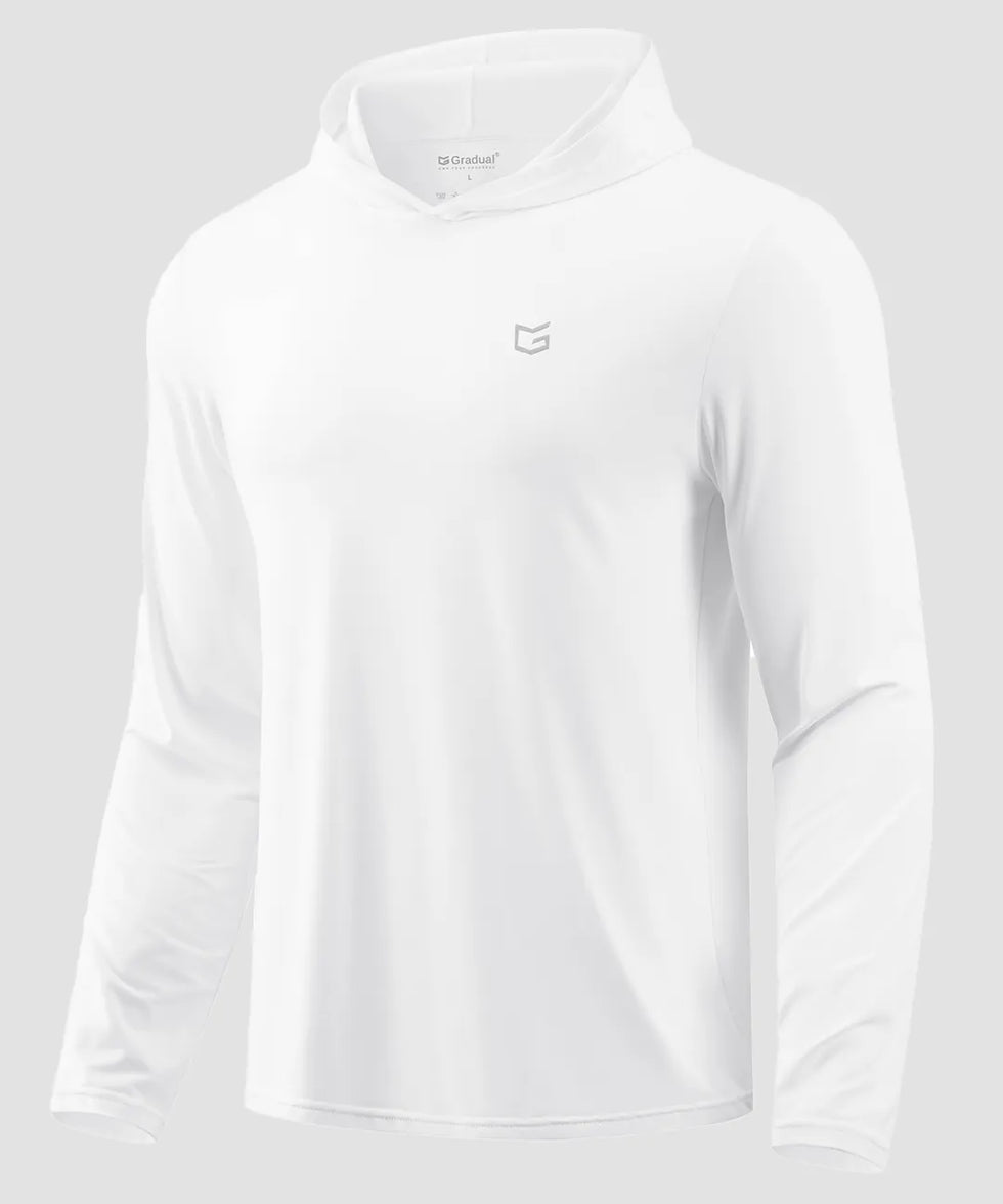men's lightweight athletic no strings hoodie in white - fabric detail