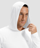 men's lightweight athletic no strings hoodie in white - hood detail