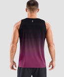 men's lightweight back reflective tank in gradient black red - back view