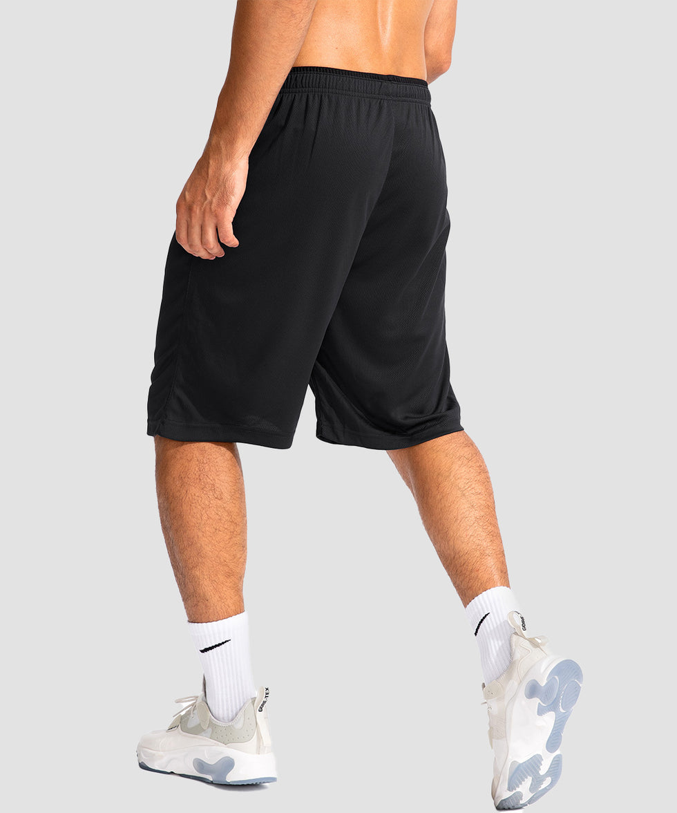 men's lightweight with zipper pockets short 11'' in black - back view