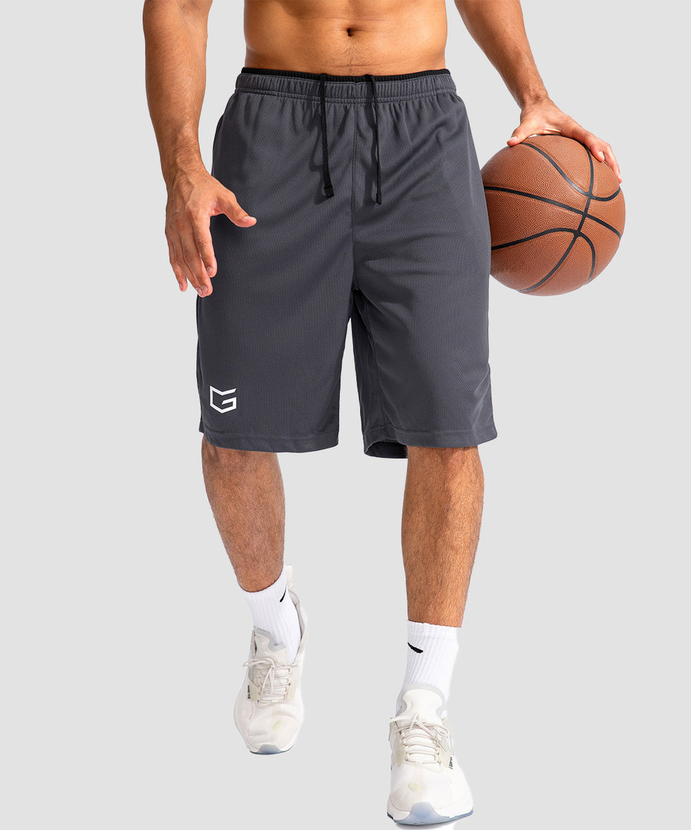 men's lightweight with zipper pockets short 11'' in dark gray - front view