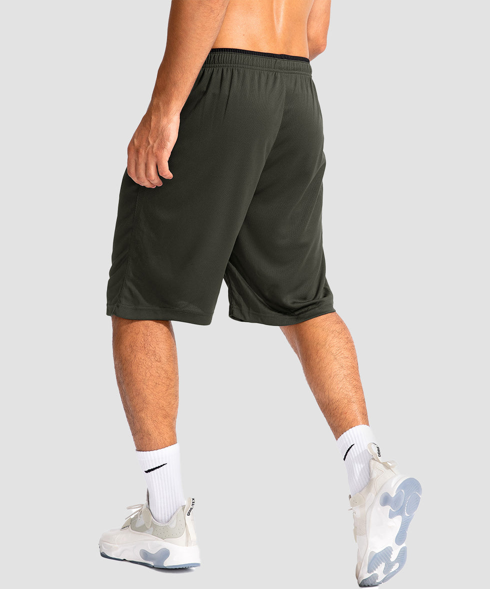 men's lightweight with zipper pockets short 11'' in dark olive - back view