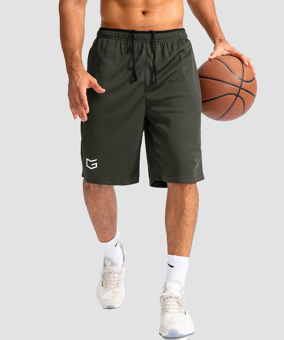 men's lightweight with zipper pockets short 11'' in dark olive - front view