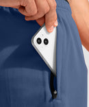men's lightweight with zipper pockets short 11'' in dusty blue - zipper pocket detail view