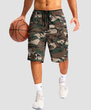 men's lightweight with zipper pockets short 11'' in green camo - front view