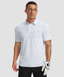men's line print dry fit golf polo in white coco tree - front view