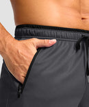 men's mesh side slit short 9'' in dark gray - pocket detail view
