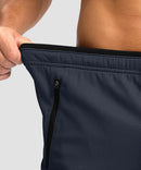 men's mesh side slit short 9'' in navy - waistband detail view