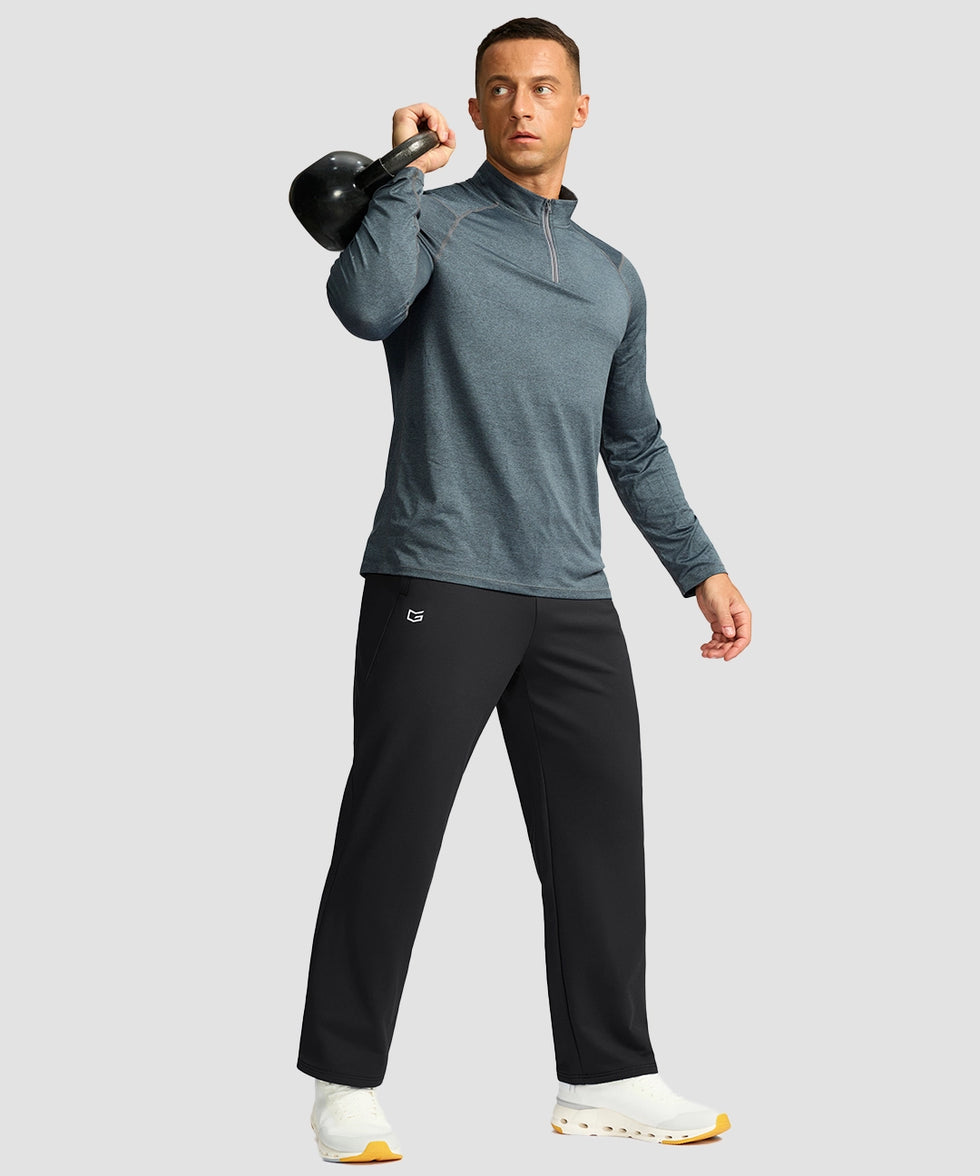 men's mid-rise fleece-lined track pants in black - matching outfits view