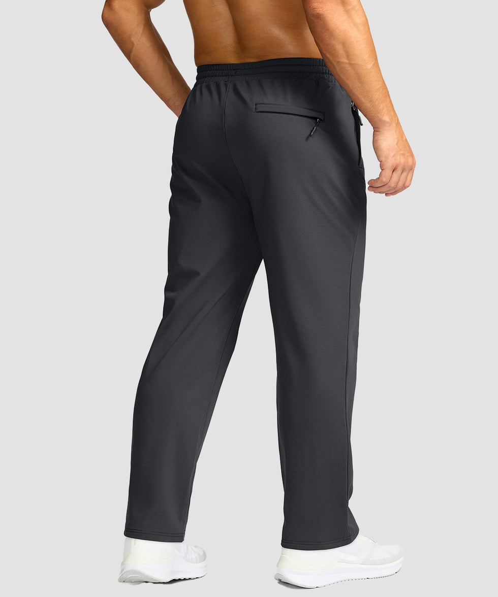 men's mid-rise fleece-lined track pants in dark gray - back view