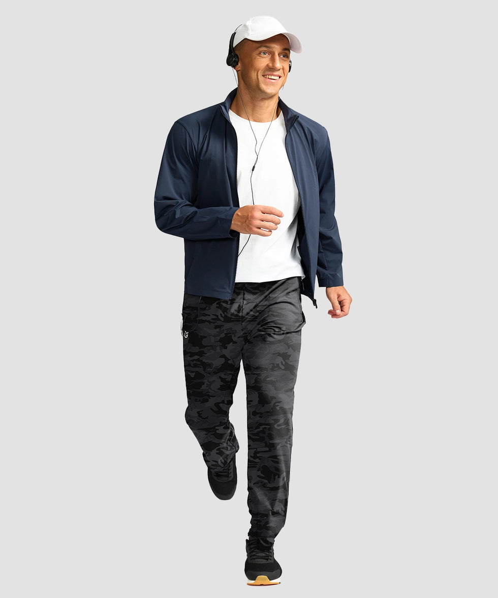 men's mid-rise fleece-lined track pants in gray camo - matching outfits view
