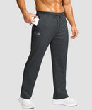 men's mid-rise fleece-lined track pants in heather charcoal - pocket detail view
