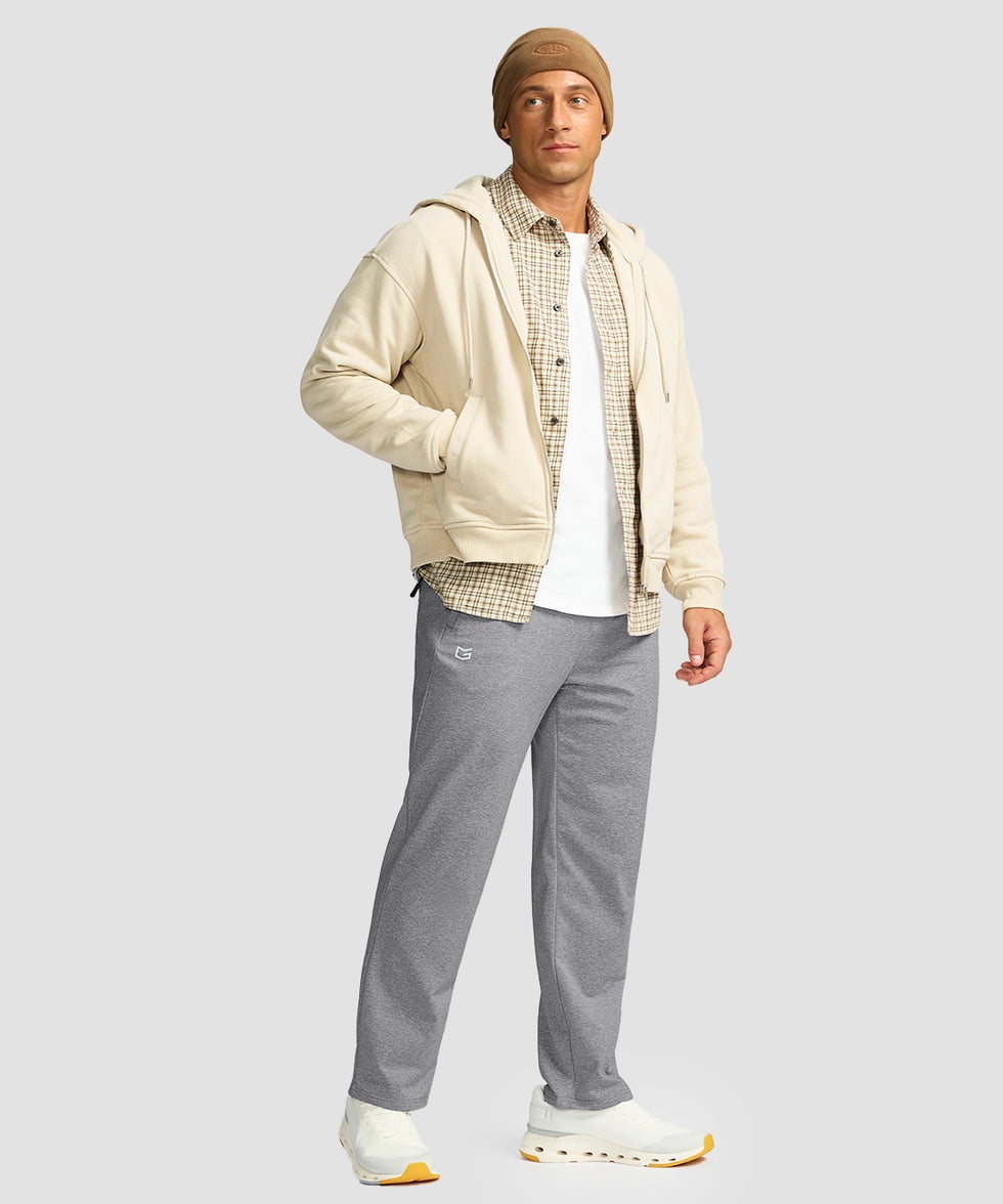 men's mid-rise fleece-lined track pants in heather light grey - matching outfits view