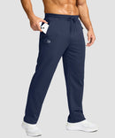 men's mid-rise fleece-lined track pants in navy - pocket detail view
