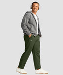 men's mid-rise fleece-lined track pants in olive green - matching outfits view