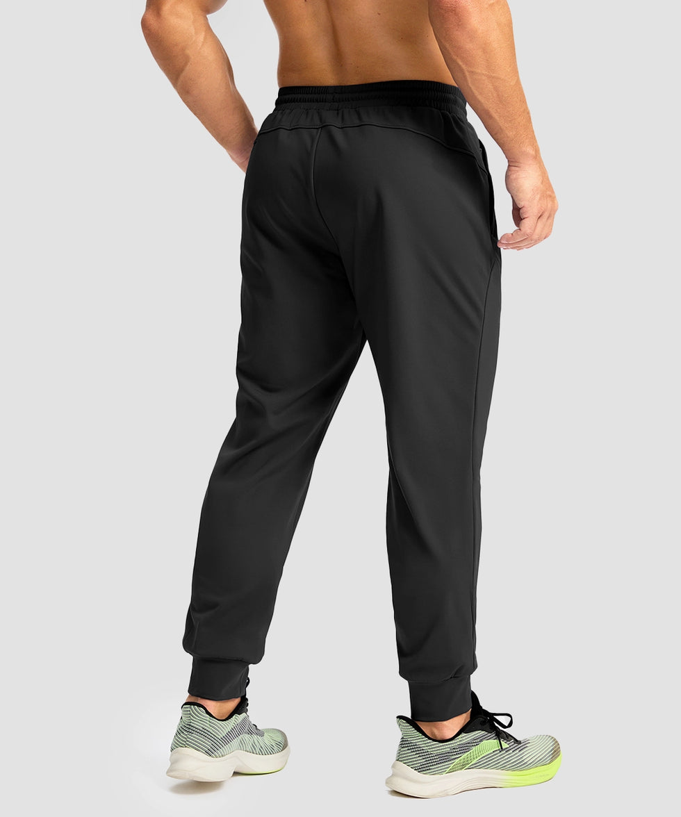 men's mid-rise thermal ankle-length joggers in black - back view