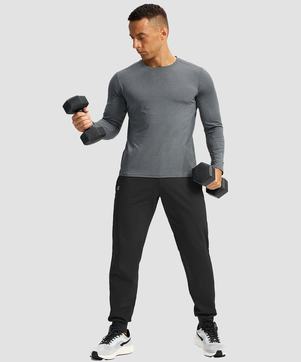 men's mid-rise thermal ankle-length joggers in black - matching outfits view