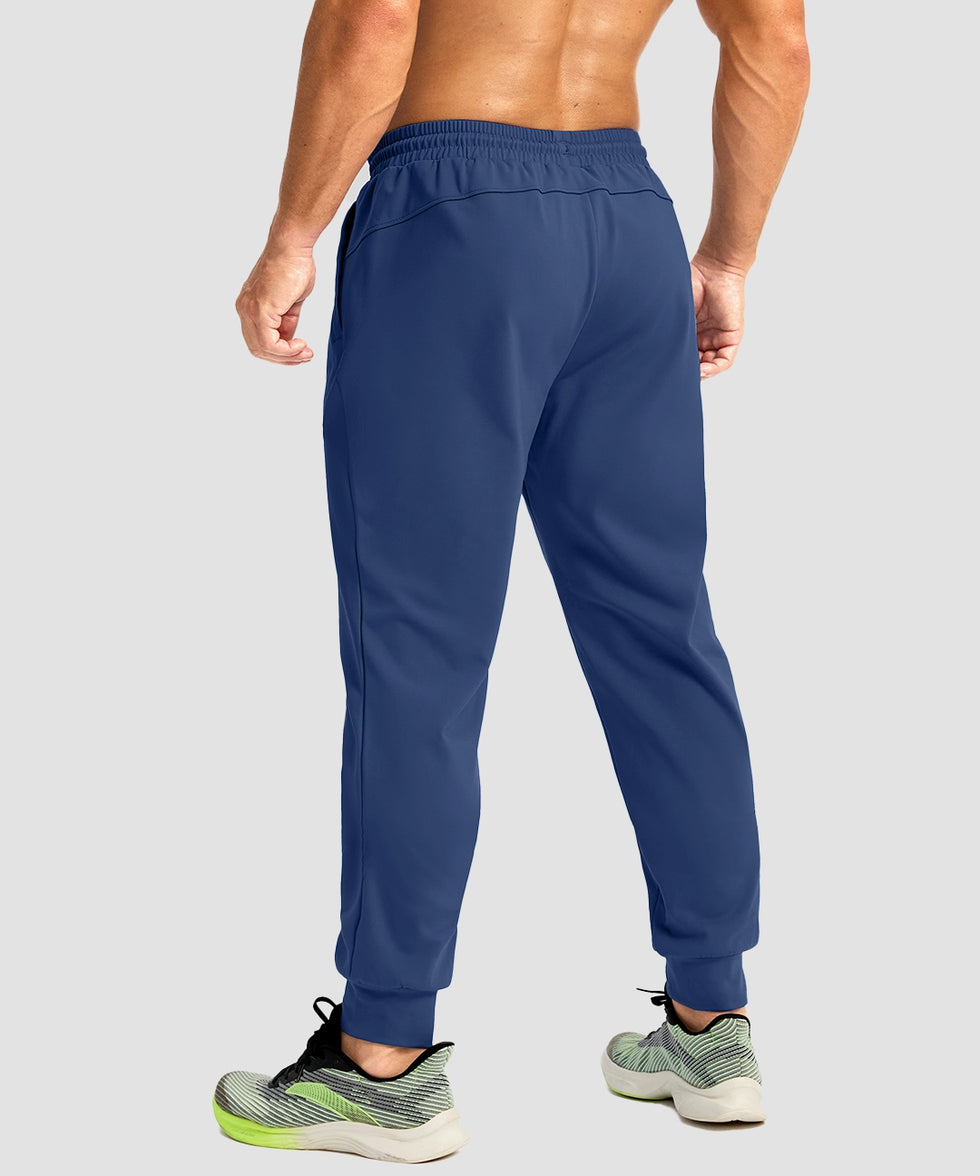 men's mid-rise thermal ankle-length joggers in blue - back view
