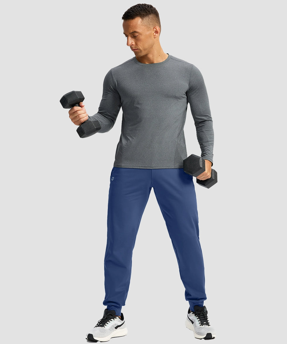 men's mid-rise thermal ankle-length joggers in blue - matching outfits view