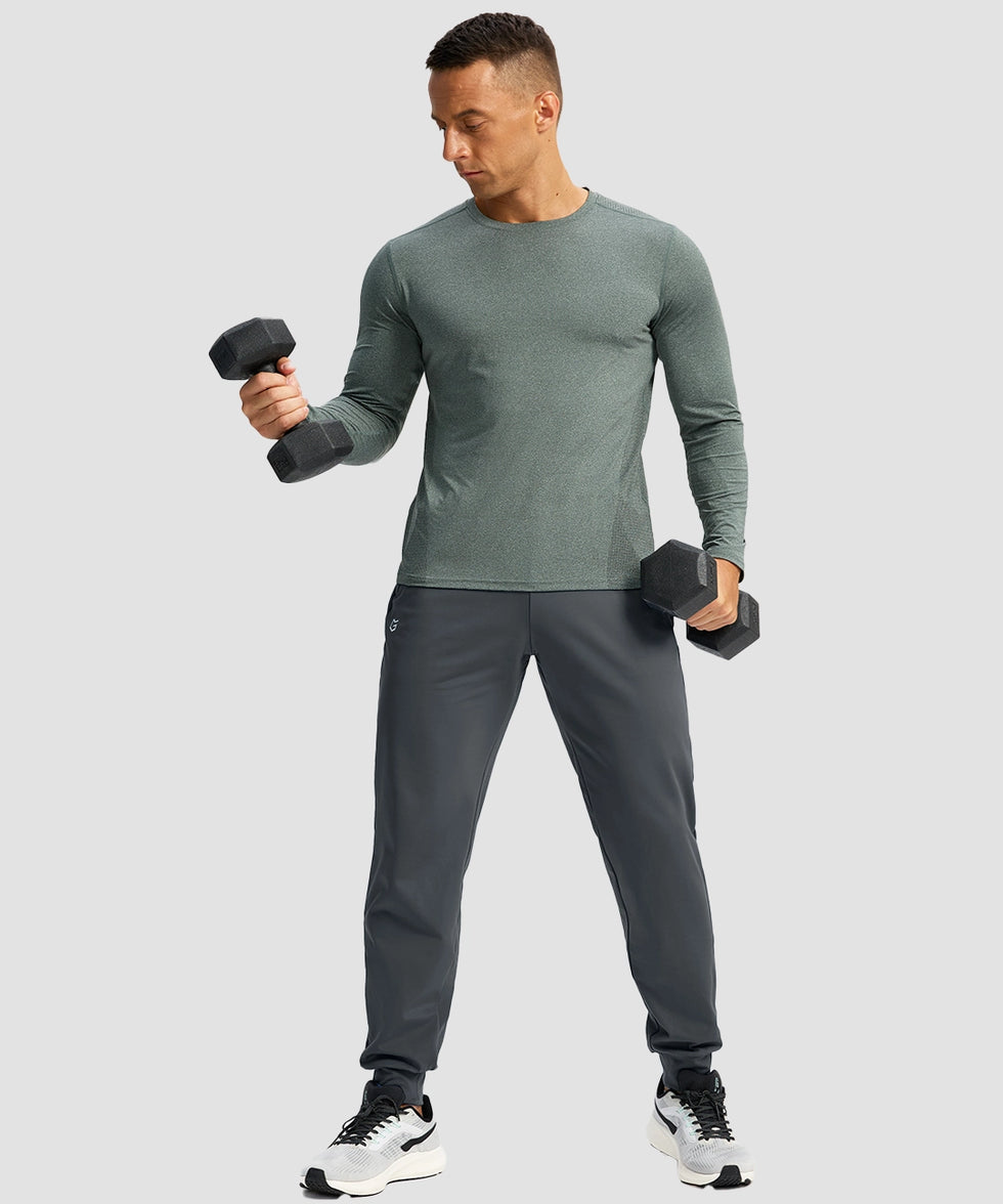 men's mid-rise thermal ankle-length joggers in dark gray - matching outfits view