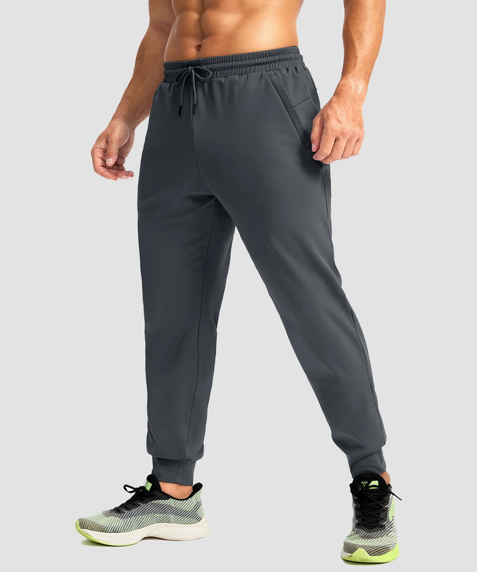 men's mid-rise thermal ankle-length joggers in dark gray - side view