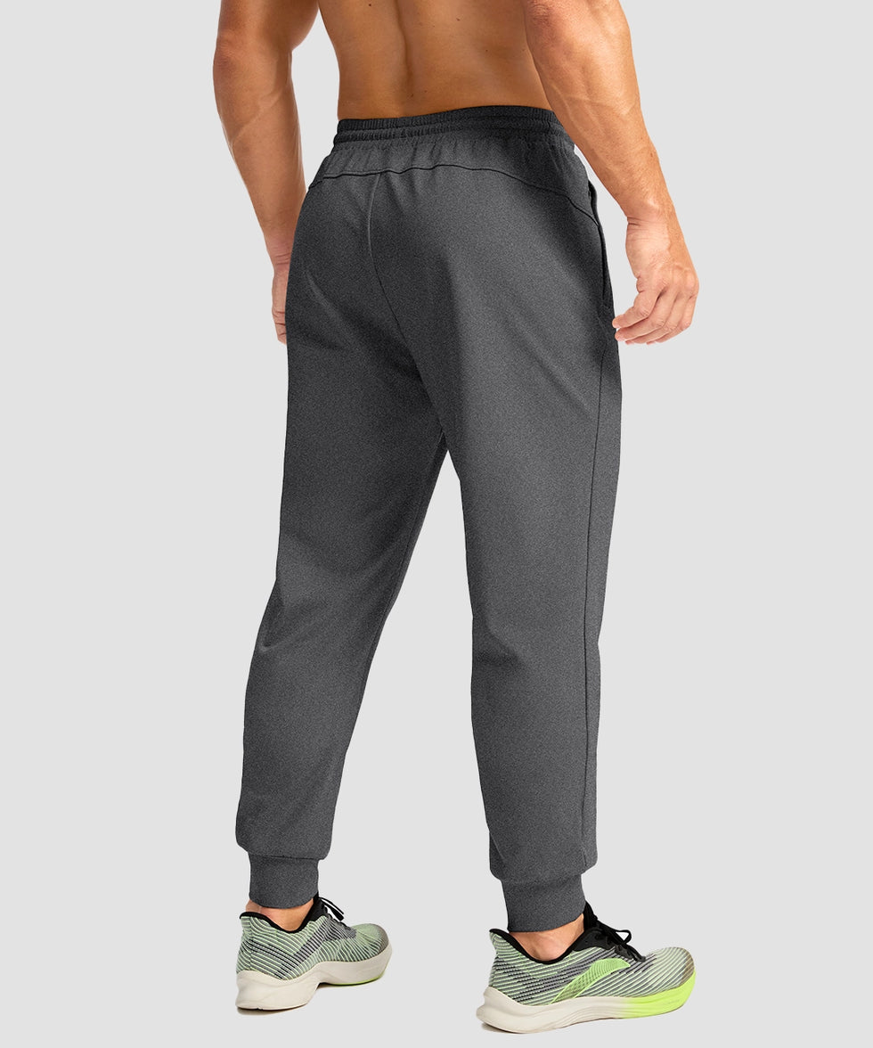 men's mid-rise thermal ankle-length joggers in heather charcoal - back view