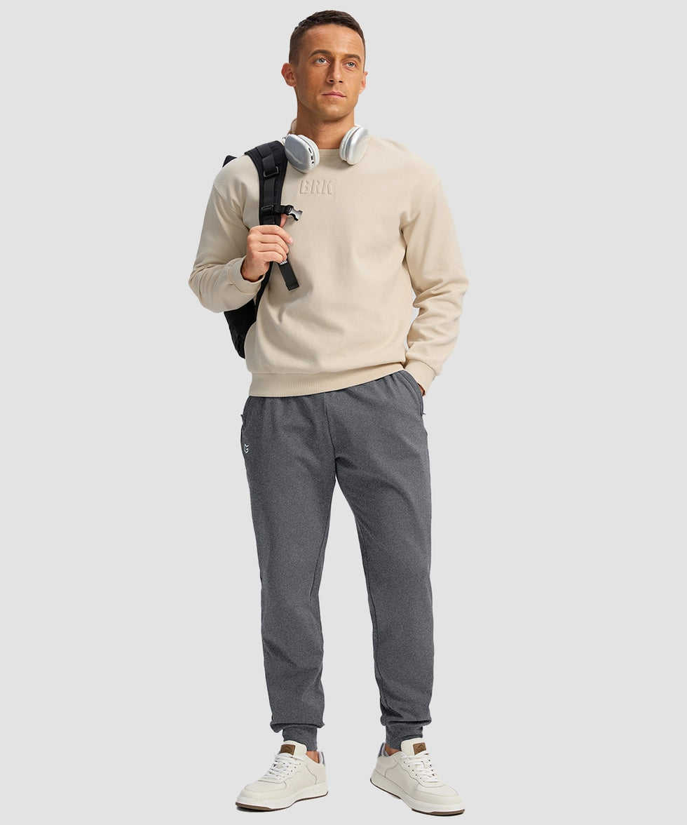 men's mid-rise thermal ankle-length joggers in heather charcoal - matching outfits view