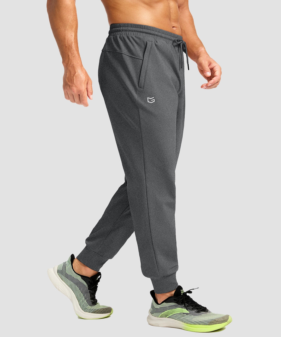 men's mid-rise thermal ankle-length joggers in heather charcoal - side view