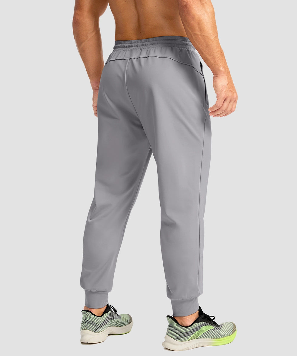 men's mid-rise thermal ankle-length joggers in heather light gray - back view