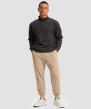 men's mid-rise thermal ankle-length joggers in light khaki - matching outfits view