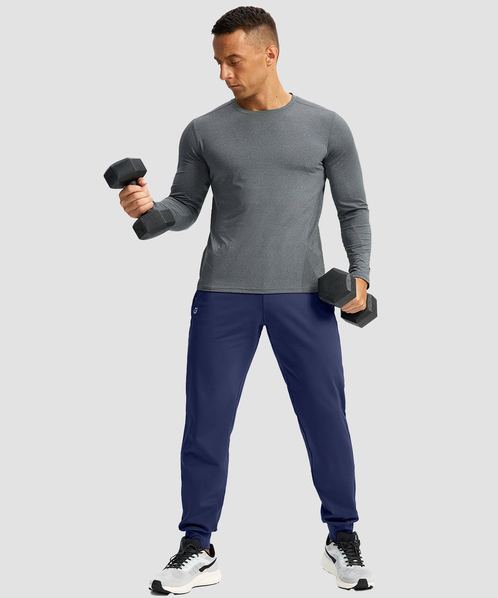 men's mid-rise thermal ankle-length joggers in navy - matching outfits view