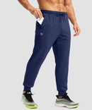 men's mid-rise thermal ankle-length joggers in navy - pocket detail view