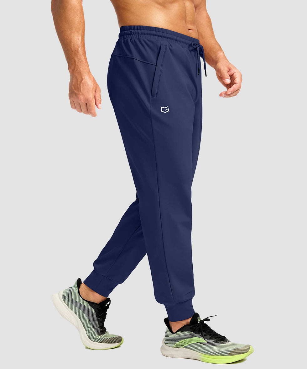 men's mid-rise thermal ankle-length joggers in navy - side view