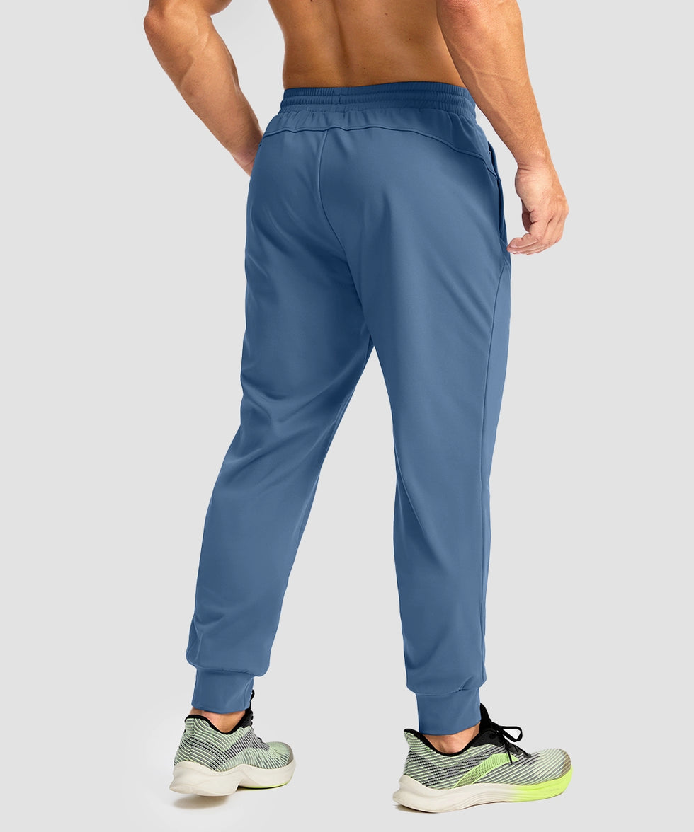 men's mid-rise thermal ankle-length joggers in slate blue - back view