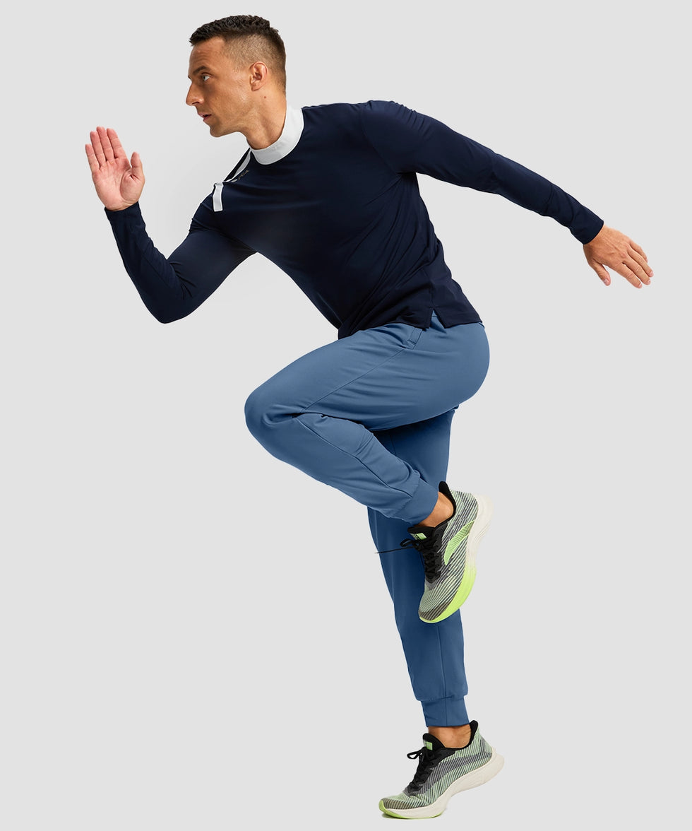 men's mid-rise thermal ankle-length joggers in slate blue - matching outfits view
