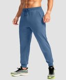 men's mid-rise thermal ankle-length joggers in slate blue - side view