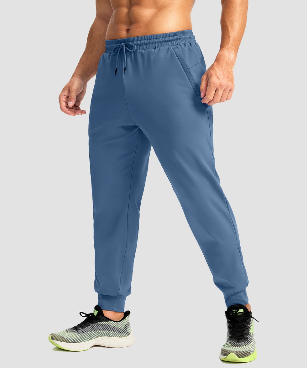 men's mid-rise thermal ankle-length joggers in slate blue - side view