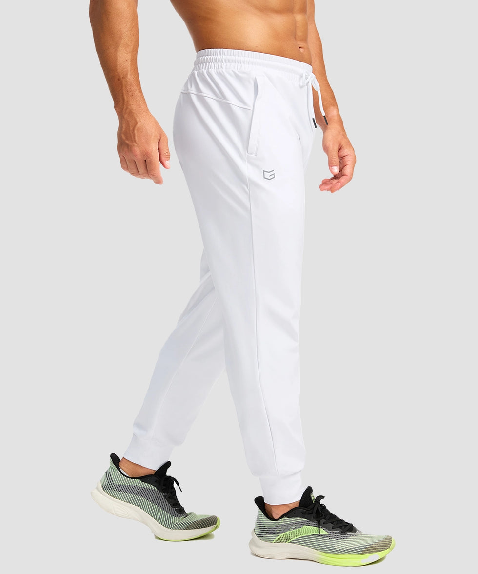 men's mid-rise thermal ankle-length joggers in white - side view