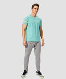 men's mid-waist zipper pockets jogger in light gray - matching outfits view