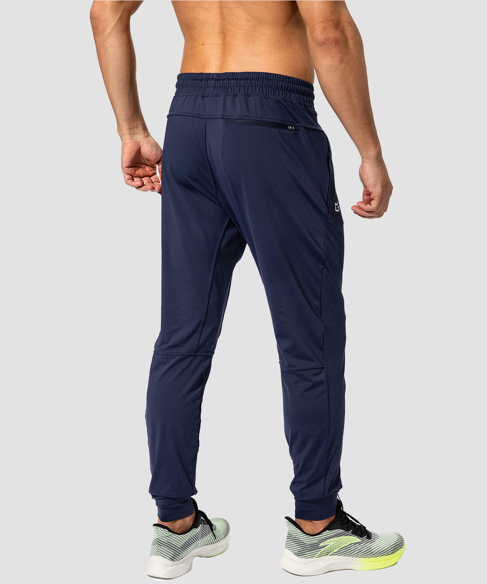 men's mid-waist zipper pockets jogger in navy - back view