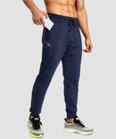 men's mid-waist zipper pockets jogger in navy - side view